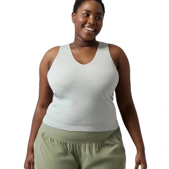 Athleta Tops - Athleta Aurora Tank V Neck Wide-strap Ribbed Tank Light Green Size L Seamless